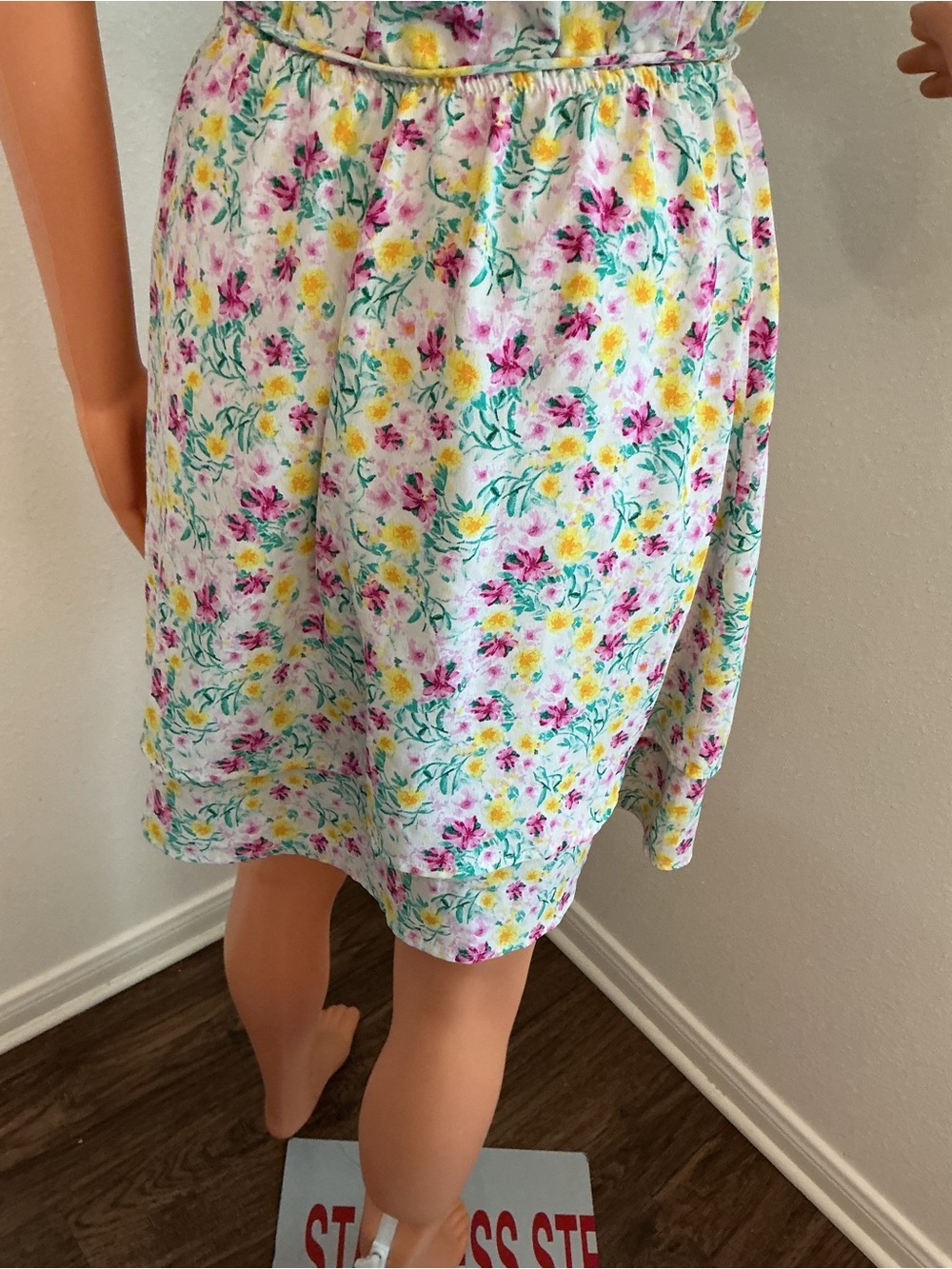 June & Hudson Floral Wrap Mini Dress White Pink Yellow Size S - Picture 5 of 11